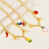 Rural Style Eggplant Corn Fashion Necklaces Color Drip Glue Pendant Necklace Exquisite Round Beads Stainless Steel Jewelry