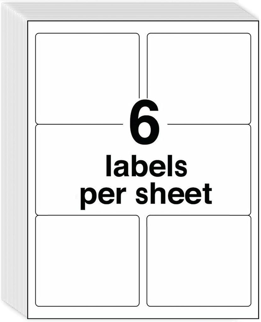 3-1/3" X 4" Shipping Address Labels 300 Label Stickers Paper for Laser/Inkjet Printer 6 Pe