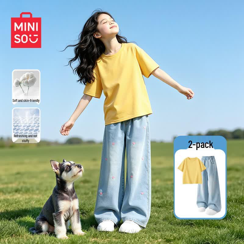 MINISO Girls 2026 Summer Short Sleeve & Shorts Set 130