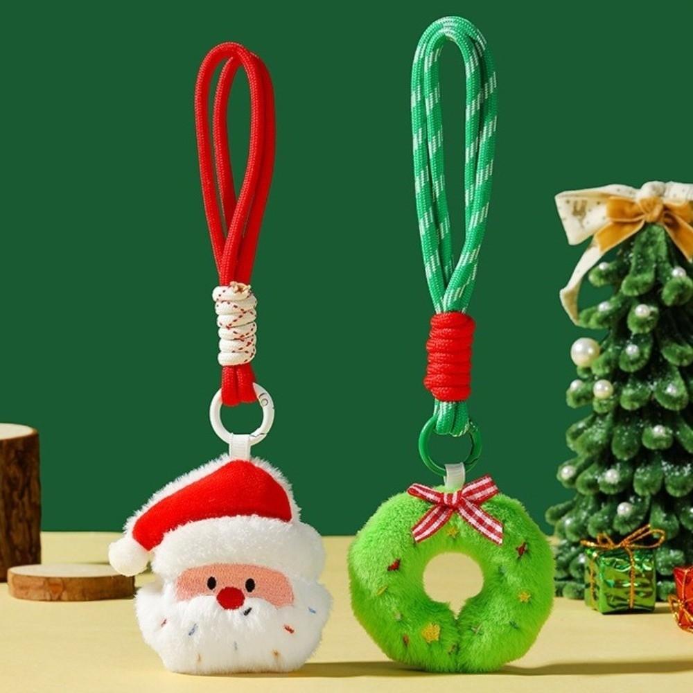 Polyester Christmas Keychain Santa Claus Plush Keyring New Key Pendant  Decoration