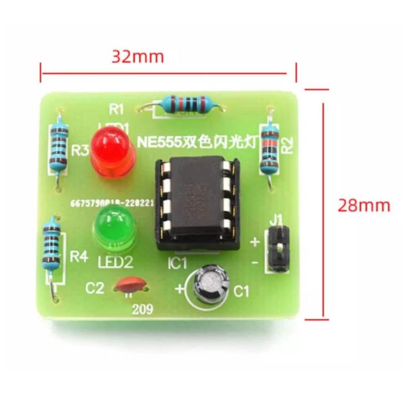 Plastic Mount Terminal Block NE555 Bicolor LED Flasher Part Reliable Circuit Connection For Electronic Projects Training