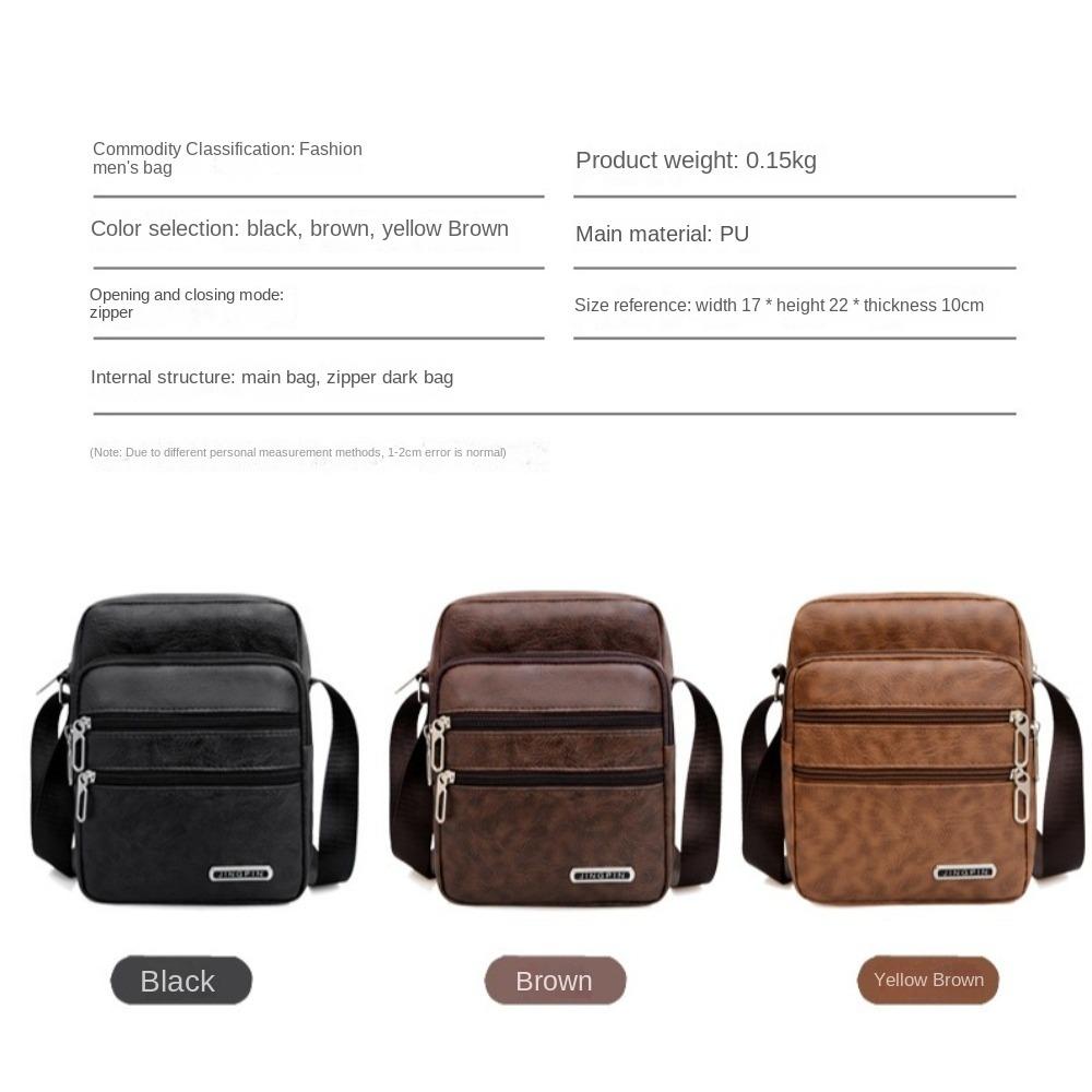 PU Business Messenger Bag Multi-pockets Handbag Portable Men's Shoulder Bag  Outdoor