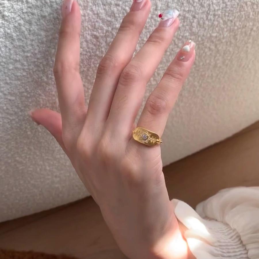 Vintage-inspirierter Sternen-Schild-Ring Handgefertigt Messing Kupfer Für Frauen Einzigartiges Design