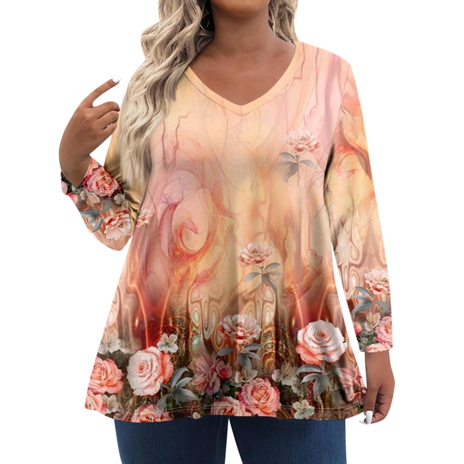 

Летний топ с V-образным вырезом и 3D-принтом, модные повседневные женские футболки с длинными рукавами 5XL