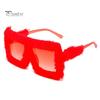 Women Sunglasses Fluffy Plush Trim Oblong PC Frame Anti-UV Sunscreen Eyewear for Club Parties Photography