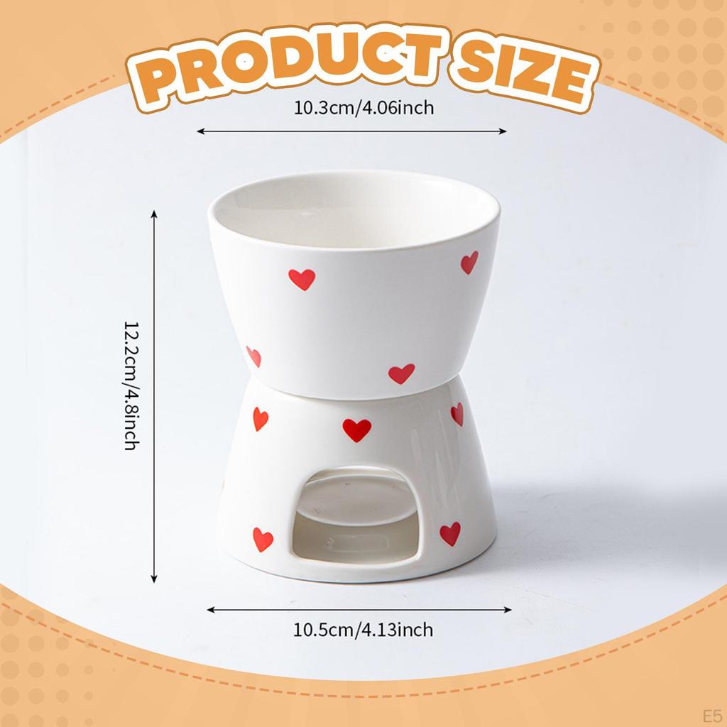 Cheese Fondue Pot Chocolate Melter Cookware Melting Mug Melt with 1 Fork Tea Light for