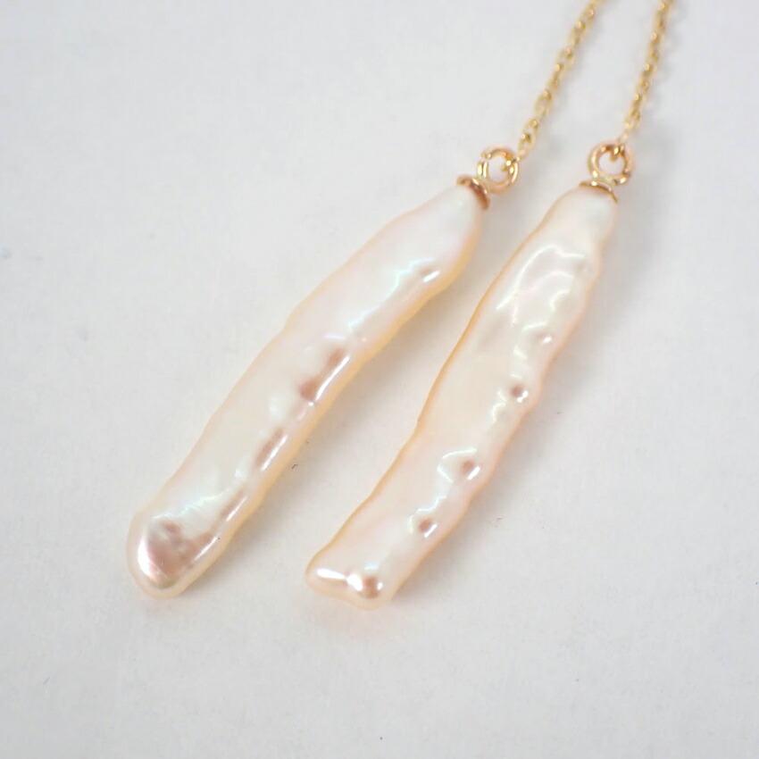 [New] K10 Freshwater Pearl/Long Chain Earrings/j33-2