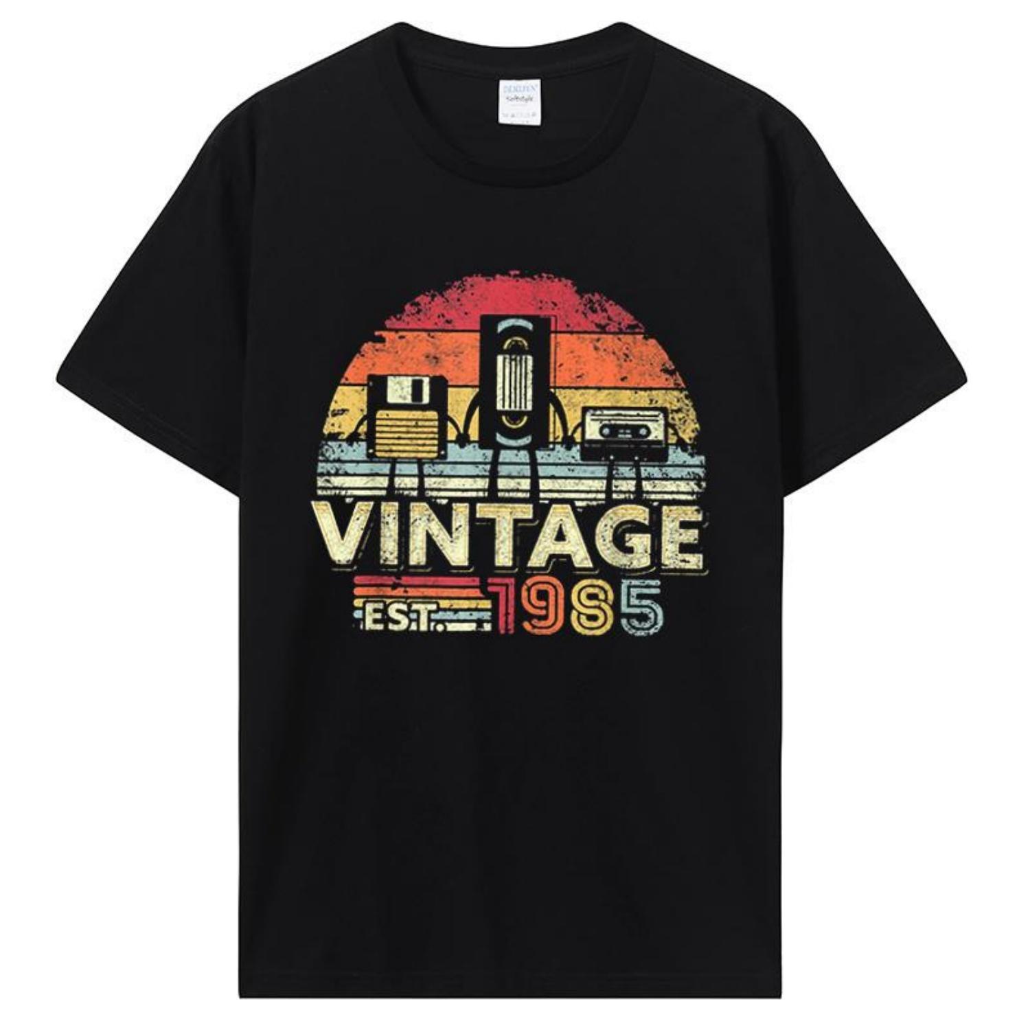 

Funny Classic 1985 Original Vintage T Shirt Summer Graphic Men Tshirt Streetwear Birthday Awesome T-shirt Clothing XXXXXL чорний