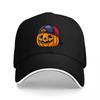 Kürbiskopf Baseballkappe Halloween-Thema Cartoon-Design Schwarzer verstellbarer Hut für Erwachsene und Jugendliche