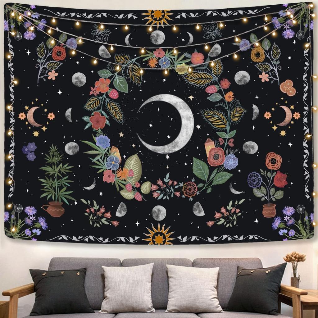 Golden Ginko Tapestry Nature Style Tapestry for Bedroom Celestial Starry Sky Tapestries Wall Hanging Aesthetic Room Decor Full