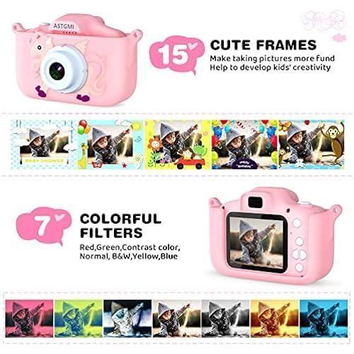 Appareil Photo Numérique Enfant ASTGMI - C3 - Rose - Rechargeable USB - Vidéo HD 1080p - 32G SD Carte