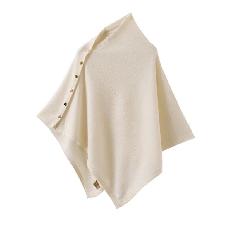 100 Australian Merino Wool Beveled Cape Multi-Functional Gold Buckle Outer Shawl