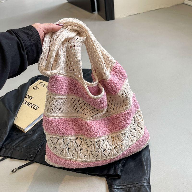 Woven Beach Straw Tote Bag - Versatile Large Capacity Vacation Shoulder Hollow Out Beach Bag