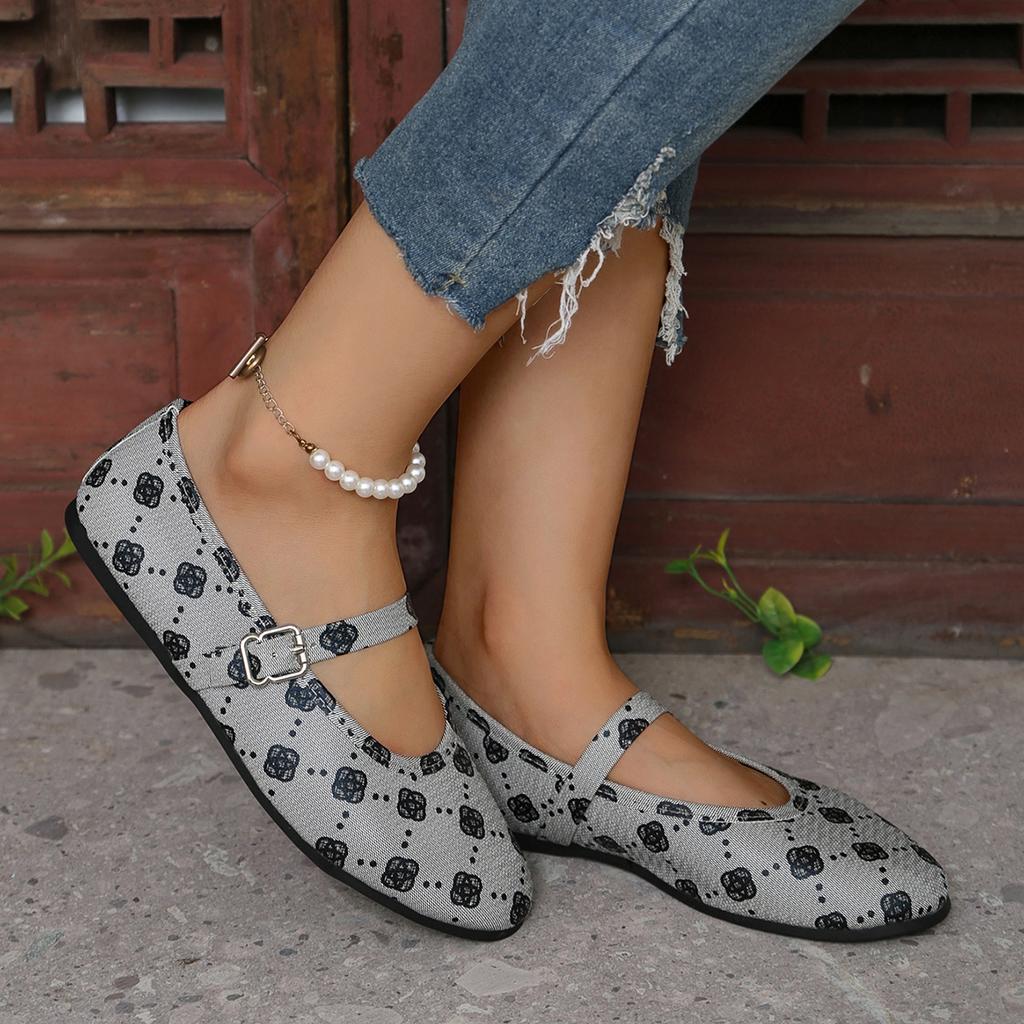 fashion Autumn Women's Flats Round Toe  Shallow Shoes for Women Outdoor Slip on Causal Flower Loafers Platform Flat Buckle Strap Shoes