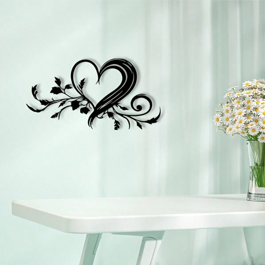 Vintage Heart Metal Wall Art Sculpture Powder Coated Iron Valentine Gift Bedroom Decor