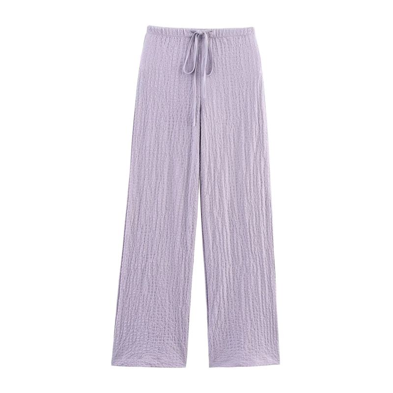 Textured Sleeveless Cardigan Vest Tops 5039277 Straight-leg Loose Comfort and Casual Pants 5039278