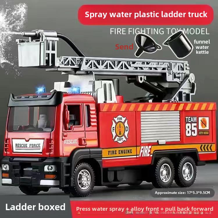Firefighting Simulation Model: Alloy Fire Truck with Ladder, Water Tanker, Light, Music, and Pull-Back Action.