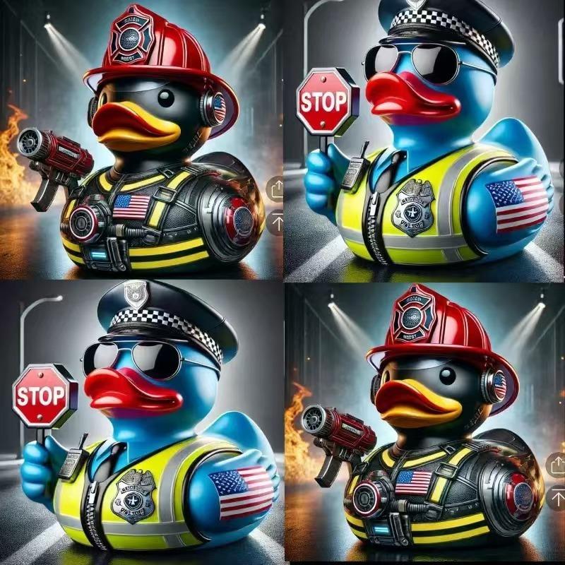 Resin City Hero Rubber Ducks, Police Fireman Resin Duck, Novelty Policemen Firefighter Duck Ornaments for Gifts Home Bedroom Decor