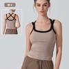 Contrasting Sports Underwear Yoga Suspender Vest Sexy Ribbed Inner with Chest Pad Outer Wear Cross Back Women