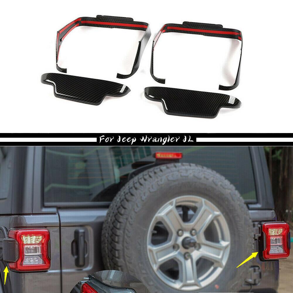 Carbon Fiber Rear Taillight Lamp Decor Cover Trim For Jeep Wrangler JL JLU 2018+