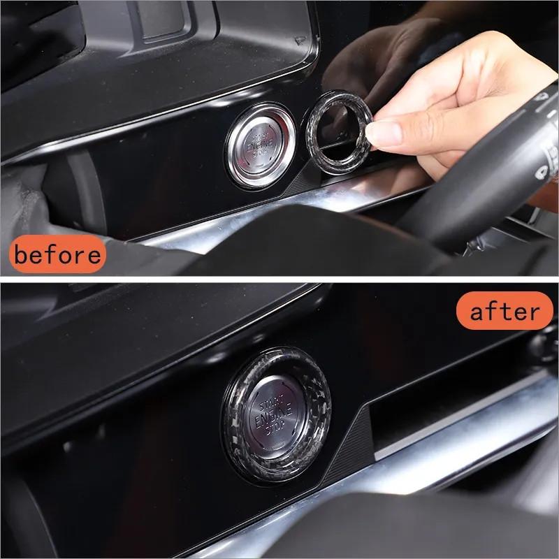 Fibră de carbon CENGINE START STOP Buton comutator Inel decorativ pentru Chevrolet Corvette C8 Z51 Z06 -23 Auto Trim