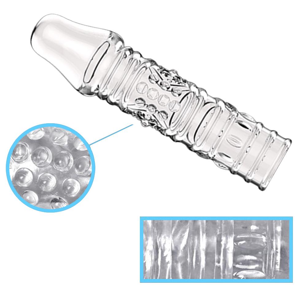 Reusable Clear Penis Extension Sleeve Girth Enhancer Delay Ejaculation Sex Toy