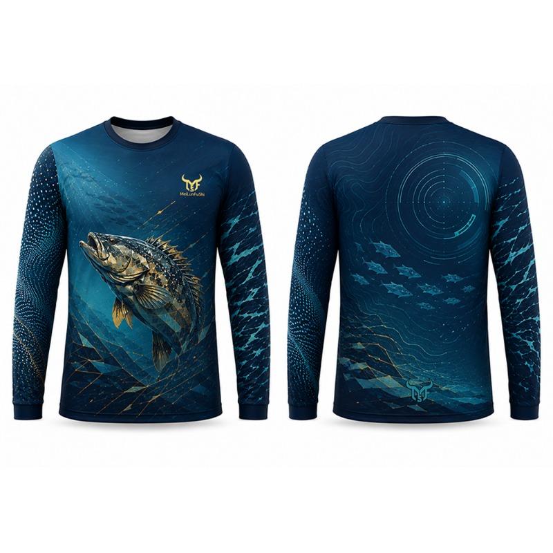 Herren Outdoor Angel T-Shirts Bequem Leicht Atmungsaktiv Langarm Oberteile Herbst Mode Sport Freizeit Rundhals T-Shirt