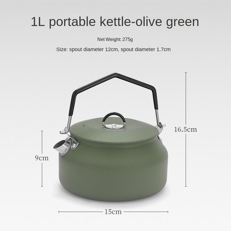 Outdoor 304 Stainless Steel Kettle Picnic Teapot Coffee Pot with Spout 1L