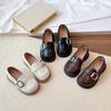 Korean Style Kids' Leather Slip-On Shoes - Spring 2026 Collection, Versatile Soft Sole for Girls, Black Student Design