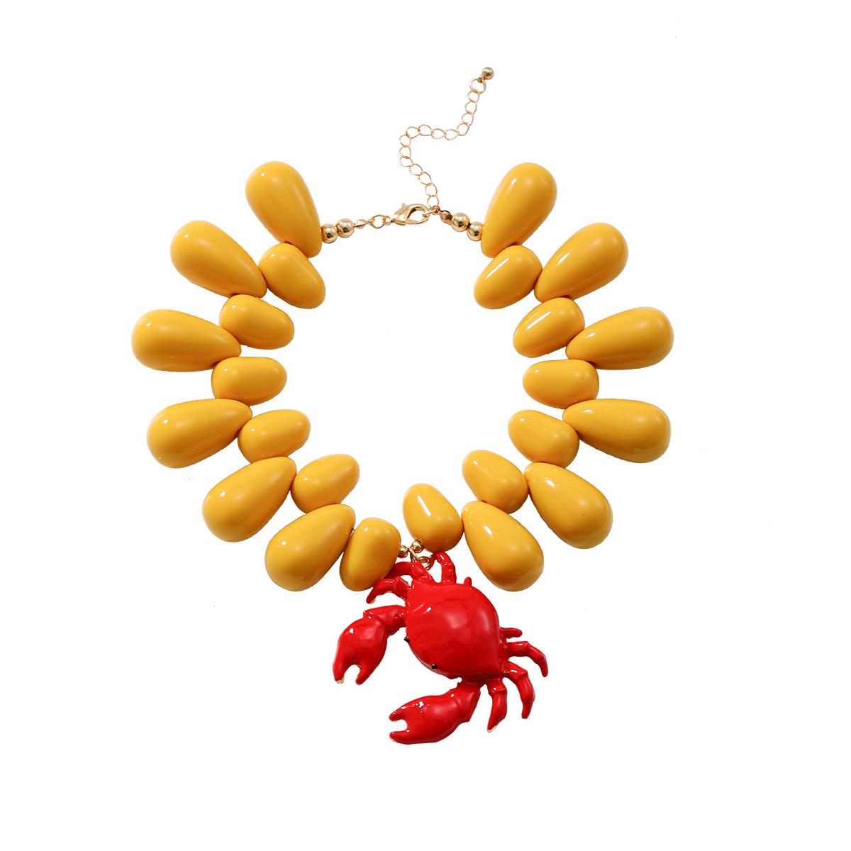 Exaggerated Ocean Resort Style Crab Pendant Necklace for Women