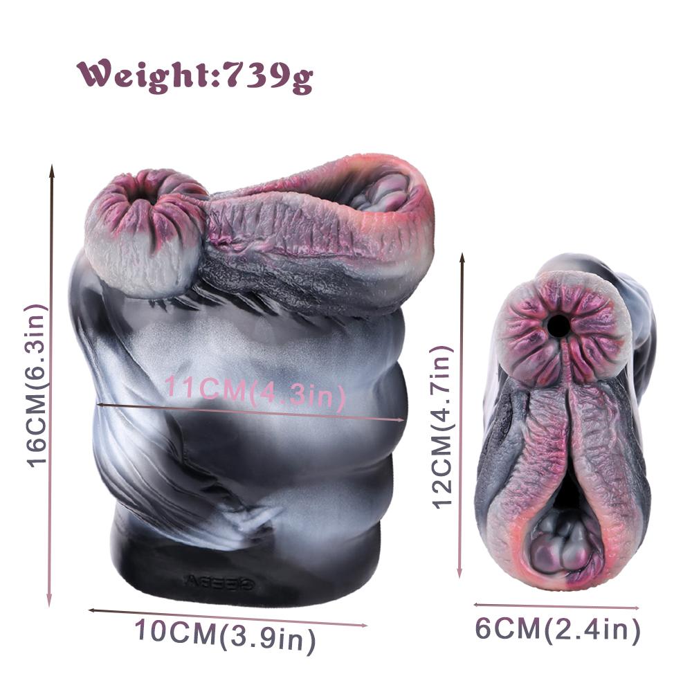 Dual Channel Animal Horse Masturbation Cup Soft Silicone Male Masturbator Realistic Vagina Prostate Massage Adult Sex Toy