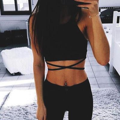 Sommer Crop Tops Blusa Frauen Ärmellose Sexy Bandage T Shirt Top Mode Schwarz Lace Up Tank Top Tumblr Damen