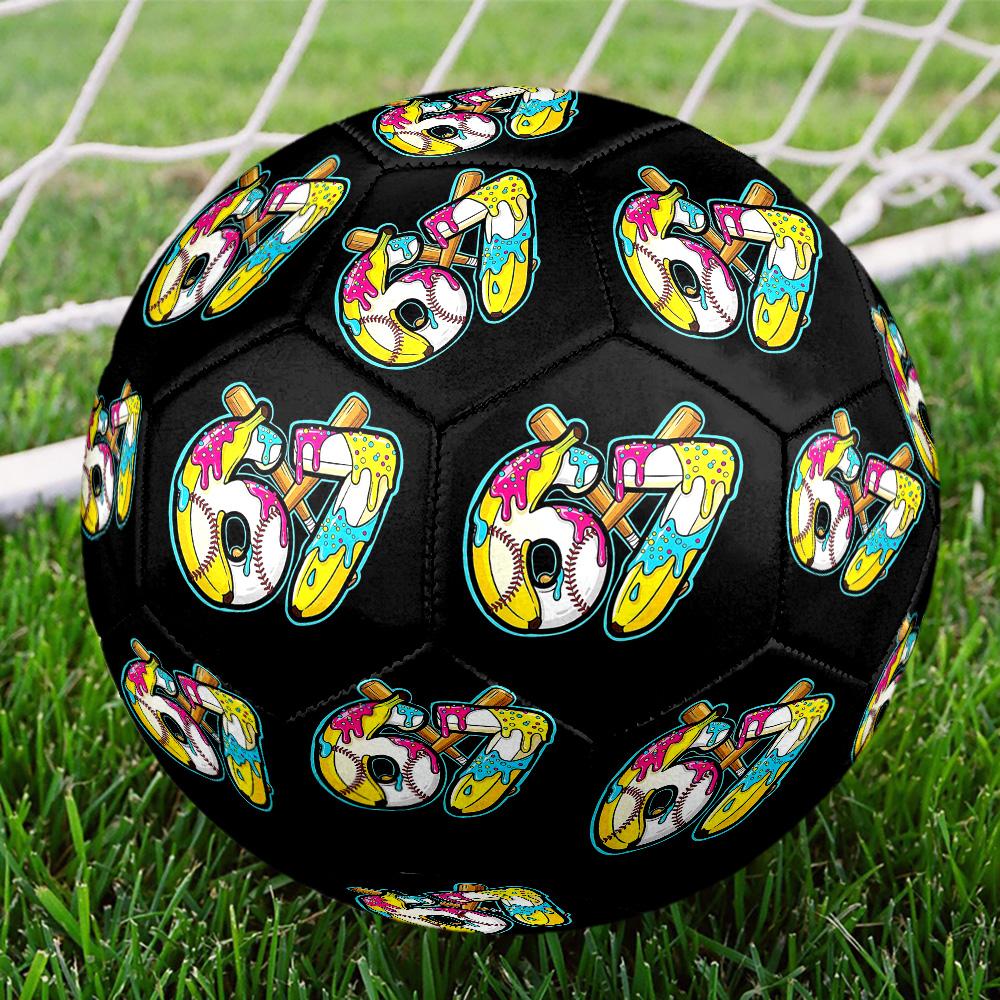 Summer Ice Cream Number 67 Size 5 Soccer Balls, High-Quality, Anti-Slip, Protective Football, a Unique Gift Suitable for Birthdays, Christmas