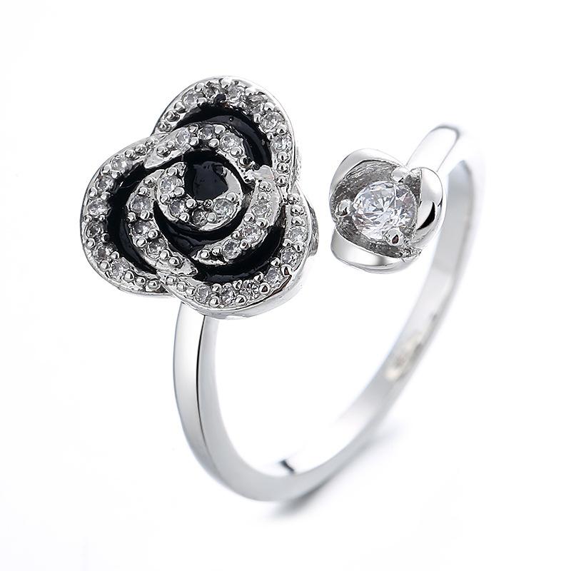 

2026 Rotating Ring Adjustable Rose Rotating Lucky Grass Charm Pressure Rings Resizable