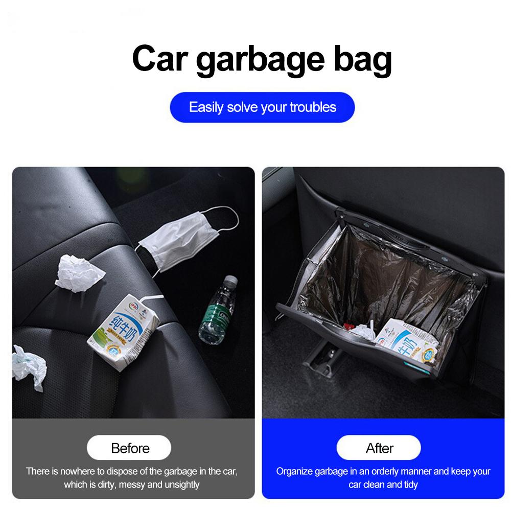 Kebidumei Car Storage Baskets Car Seat Back Organizer PU Leather Backseat with Garbage Bag Car Organizer Interior Accessories