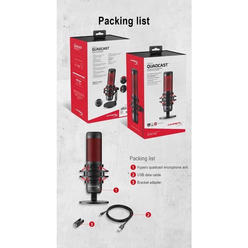 HyperX QuadCast / SoloCast USB Condenser Gaming Microphone Anti-Vibration Shock Mount Four Polar Patterns For PC PS4 PS5 and Mac