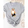 Print T Shirt Short Sleeve Summer Clothes Women Clothing Gray Owl Love Style Trend Cute Basic Tee Top Fashion Graphic T-shirt