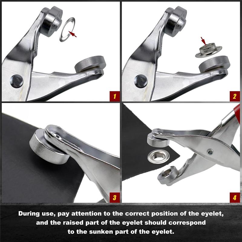 Gutes 1/2-Zoll-Ösenwerkzeug-Set, Ösen-Set, Lederlocherzange mit 200 silbernen Metallösen für Leder, Gürtel, Schuhe, Stoff