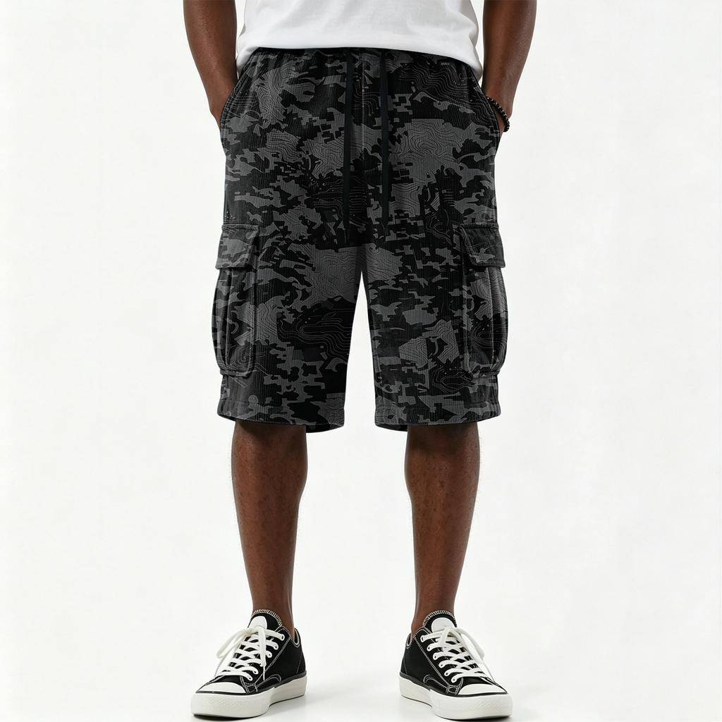 Men's Casual Print Drawstring Shorts with Pockets, 5 Inch Inseam