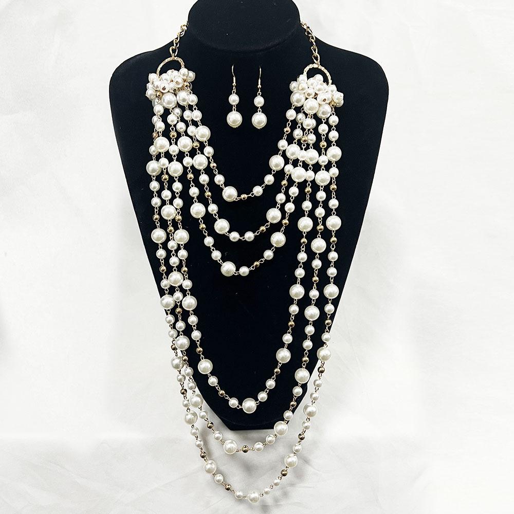 

Multi Layer Pearl Necklace and Versatile Accessory Chain золотий