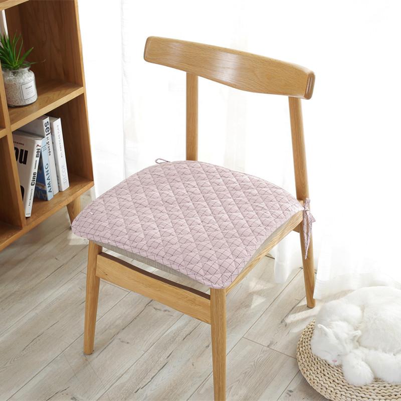 Nordic Modern Simple Yarn-Dyed Washed Pure Cotton Chair Cushion Strap Solid Color Fabric Non-Slip Dining Chair Cushion