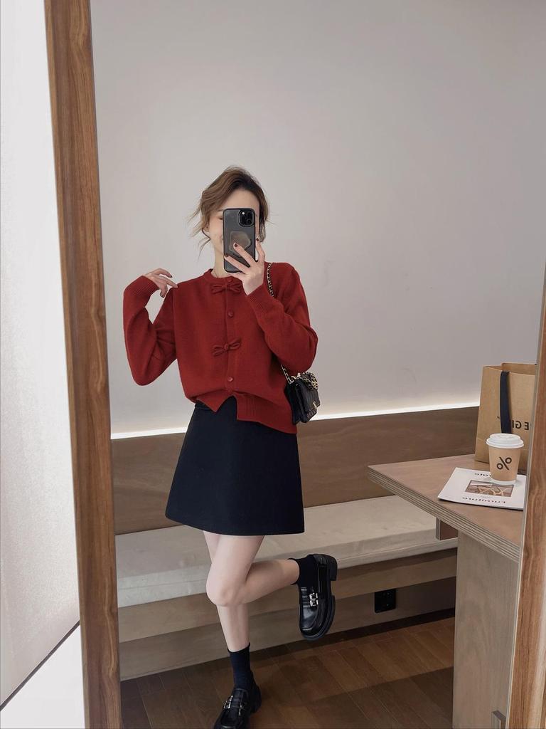 Women's High Waist A-Line Wool Skirt - Plain, Slim Fit, Versatile Midi for Spring, Autumn, Winter