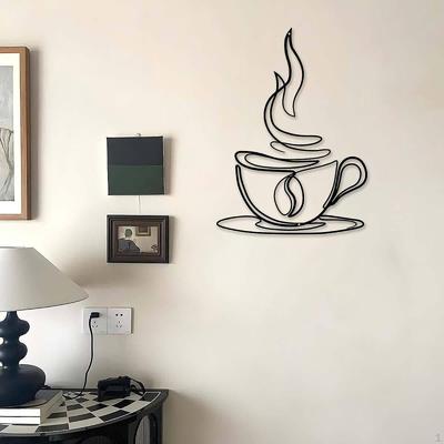 Coffee Cup Metal Wall Art Centerpiece Artwork Gift Craft Decoration Hanging Ornament for