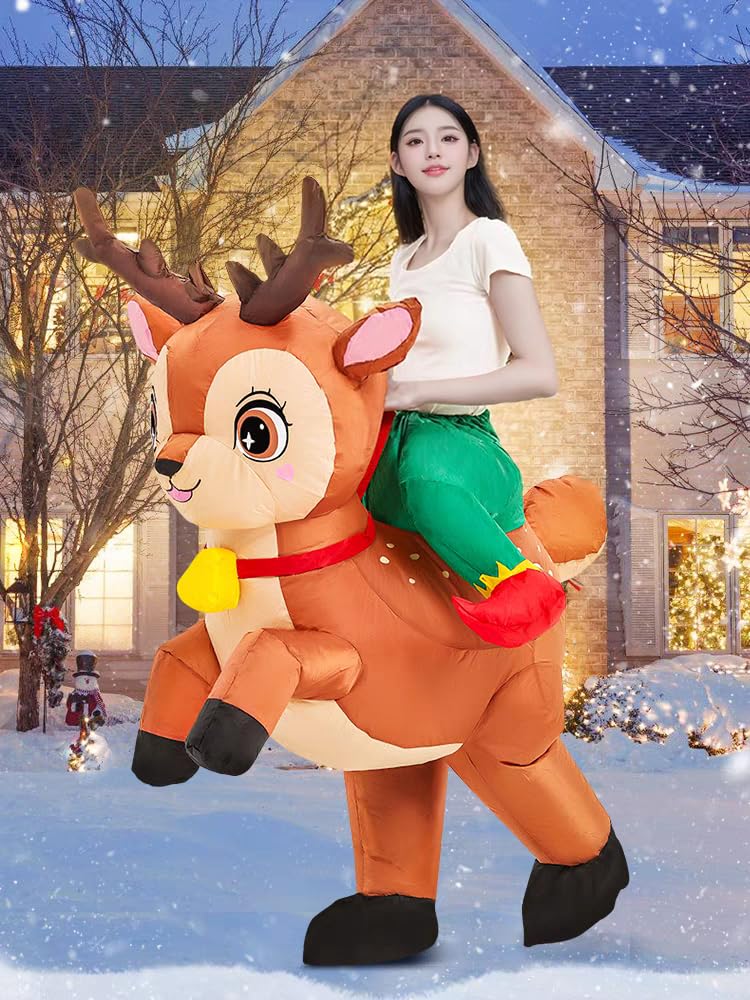 Lhyxuuk Christmas Funny Inflatable Kigurumi Costume with Perfect for Christmas Party and New and Holiday One Size Fits All Costume, Fan, Parties,