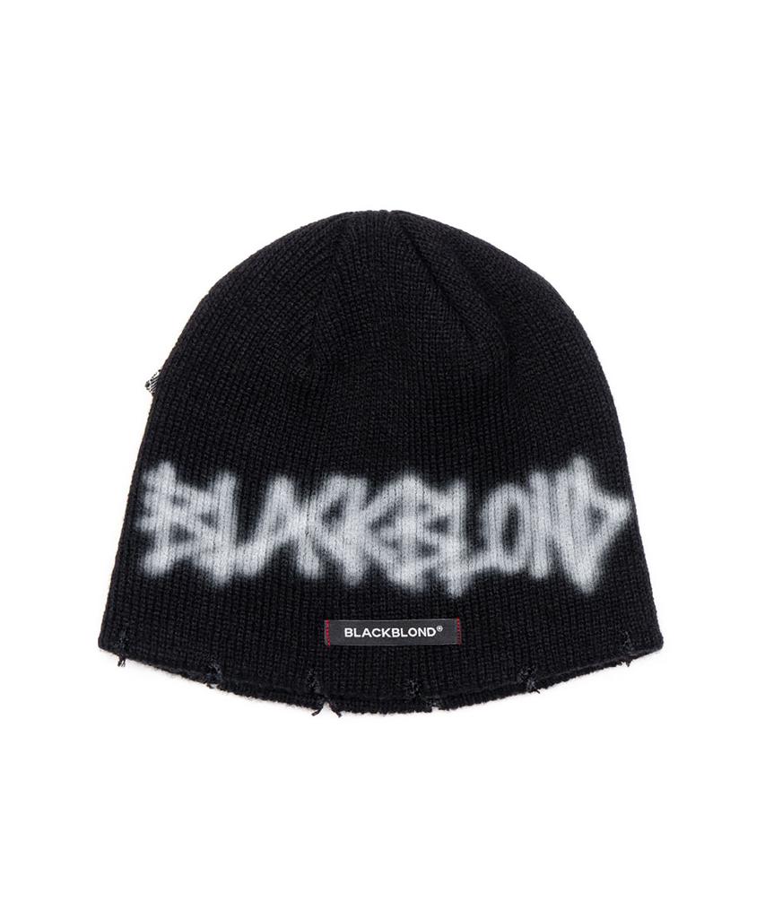 BLACKBLOND Bibbidi Hand-Stitched Graffiti Logo Beanie (Black)
