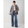 ELLE Grey Wool Blend Plush Short Jacket