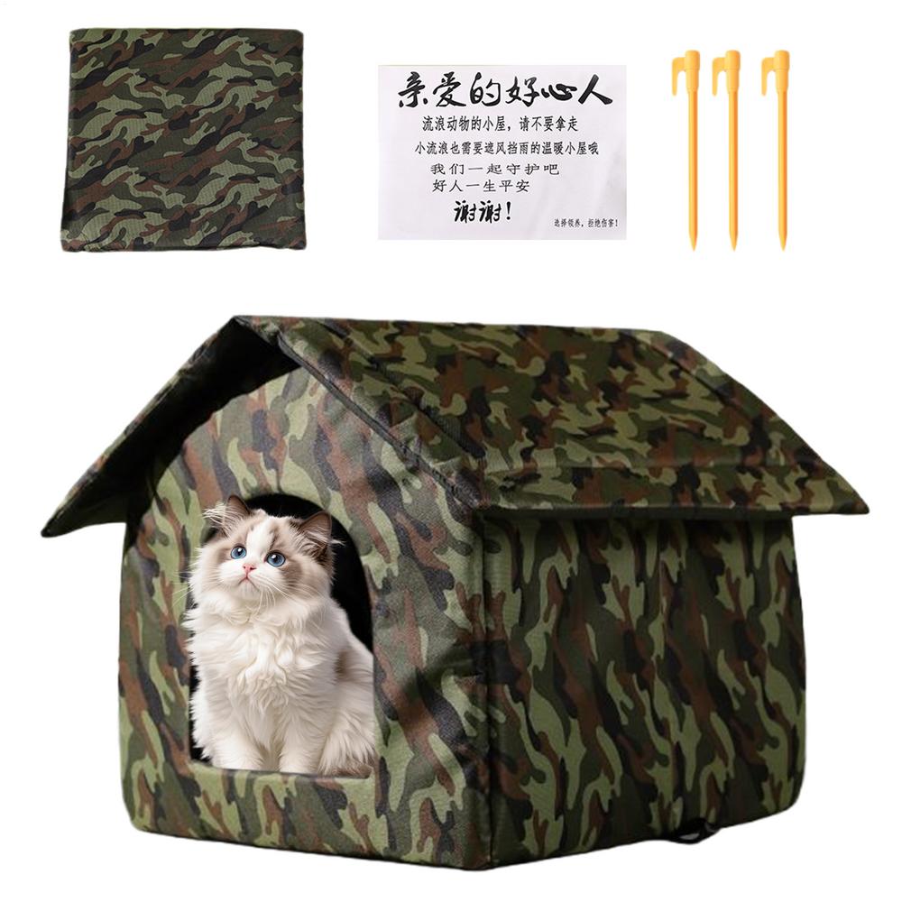 

Outdoor Cat House Folding Weatherproof Stray Cat Shelter Windproof Cave Bed Non Slip Condos For Sleeping Play Hideaway Winter S