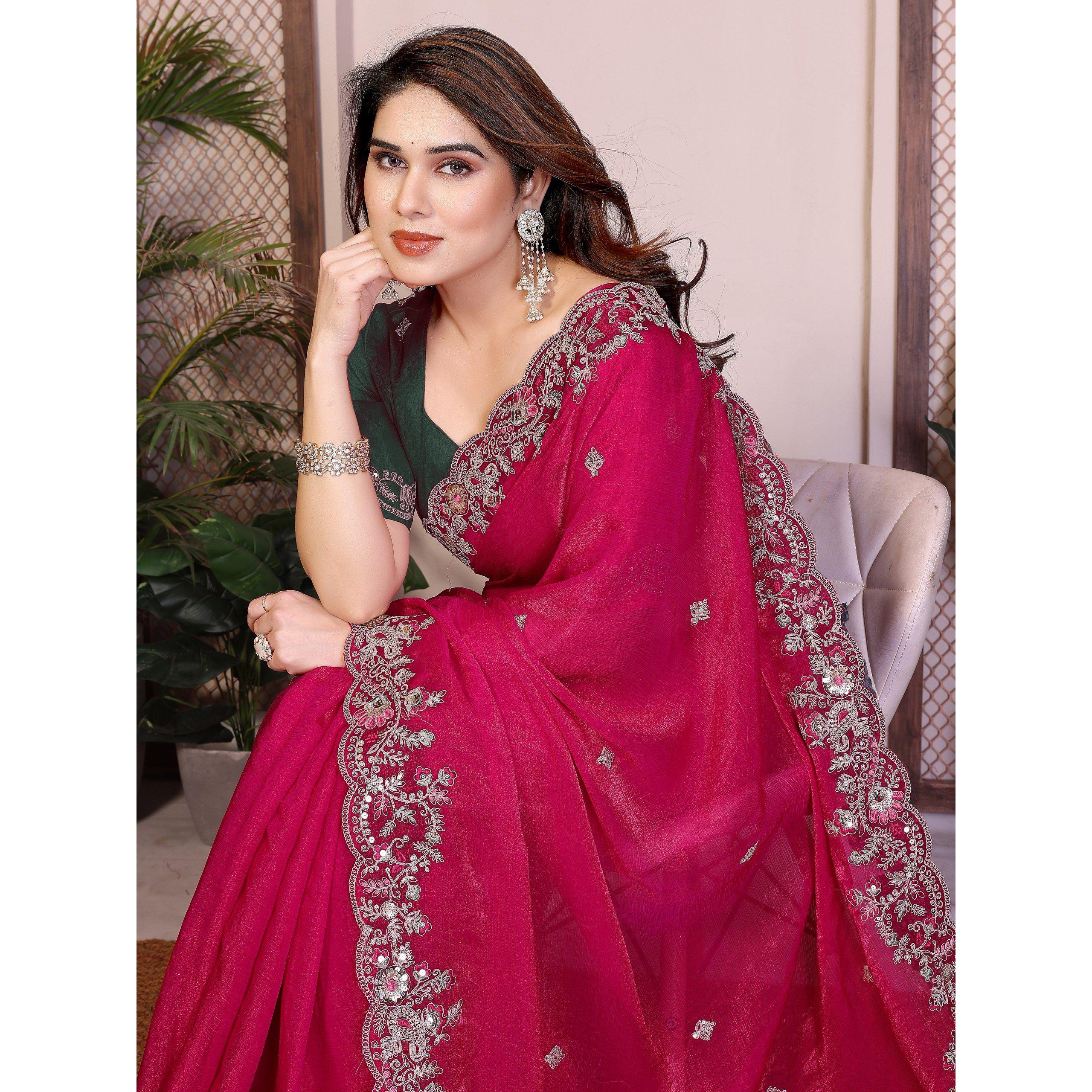 Celebrity Style Party Wear Fendy Chiffon Silk Saree