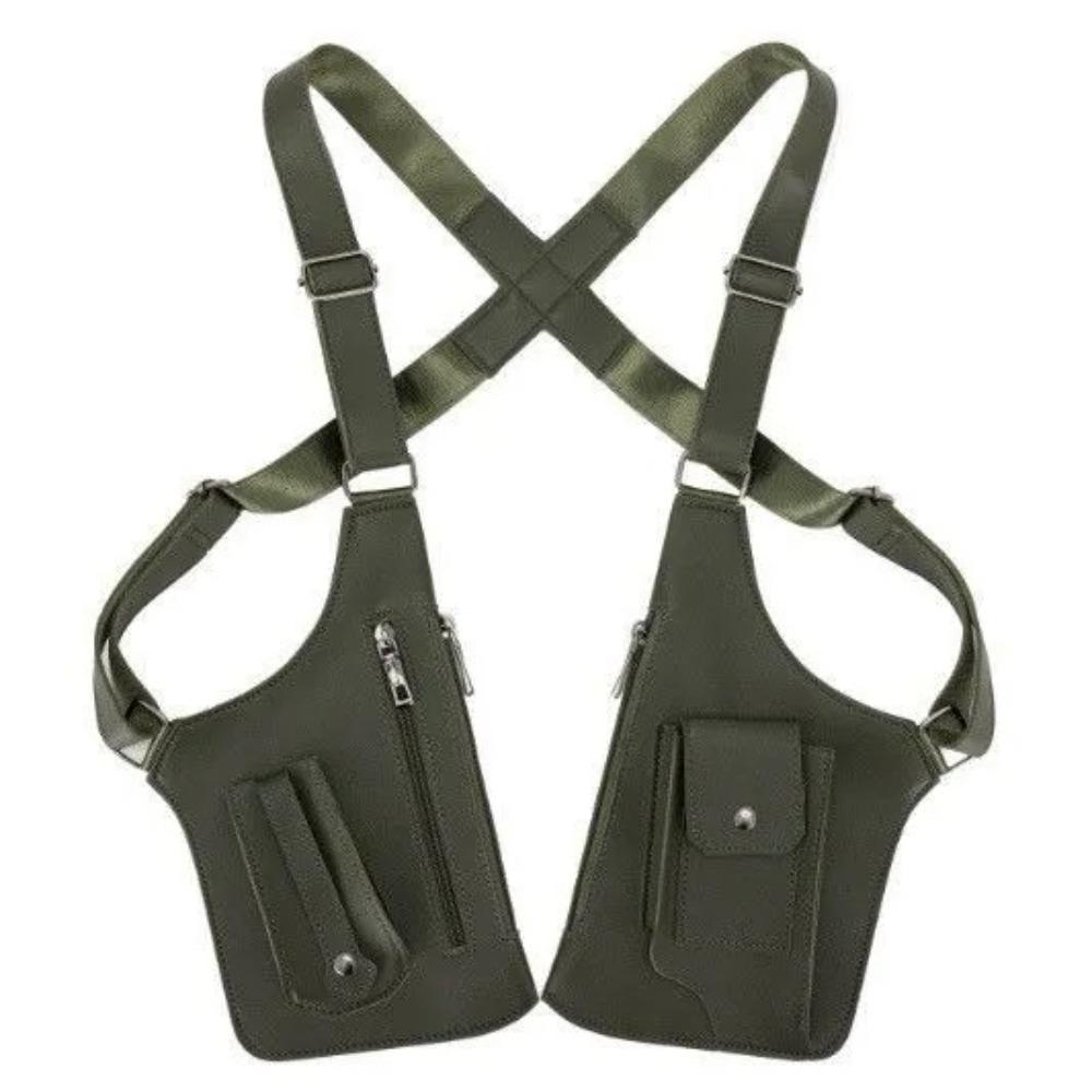 Steampunk Double Shoulder Armpit Bag Adjustable Strap Underarm Strap Wallet Pocket Daily Use темно-зеленого