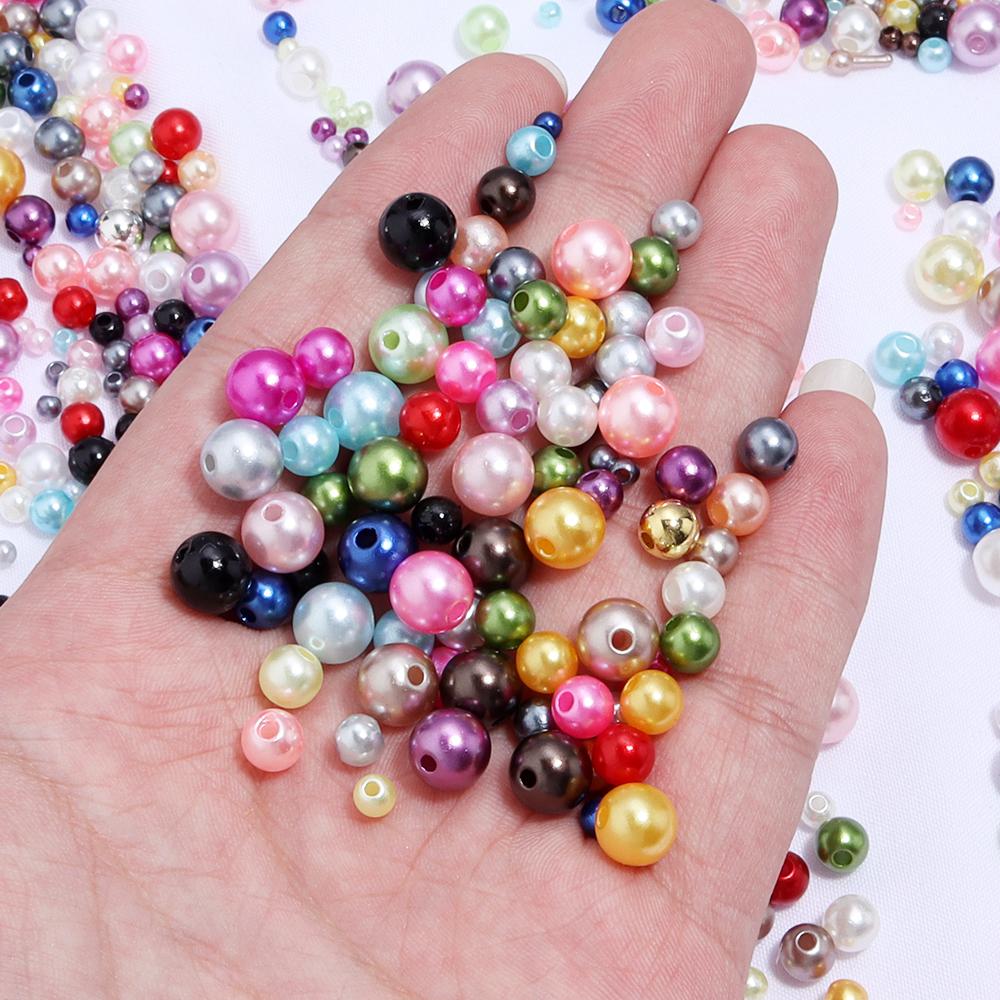 3/4/5/6/8mm ABS Imitation Pearl Beads Color Loose Round Beads For Jewelry Making DIY Handmade Necklace Bracelet Accessories
